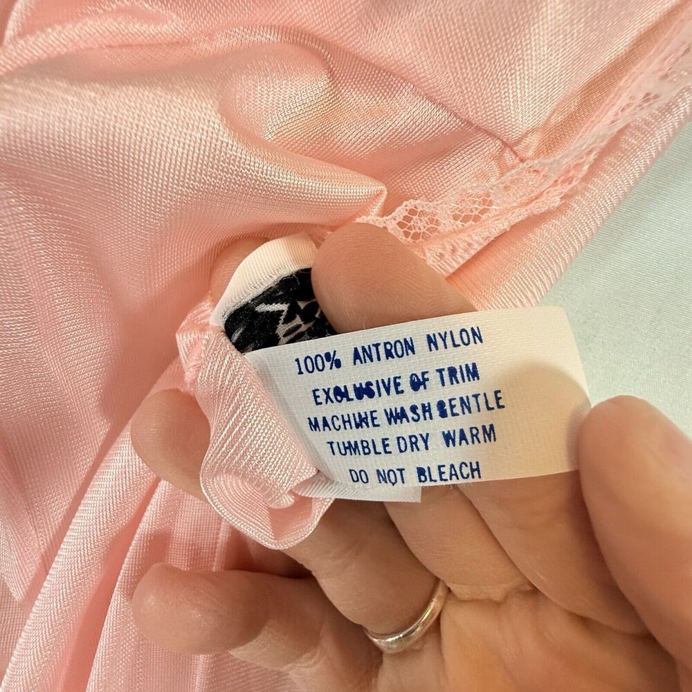 VTG Movie Star Nightie Lingerie Set Nylon Lace Pink Sissy 1970s SIZE SMALL USA - Picture 9 of 16